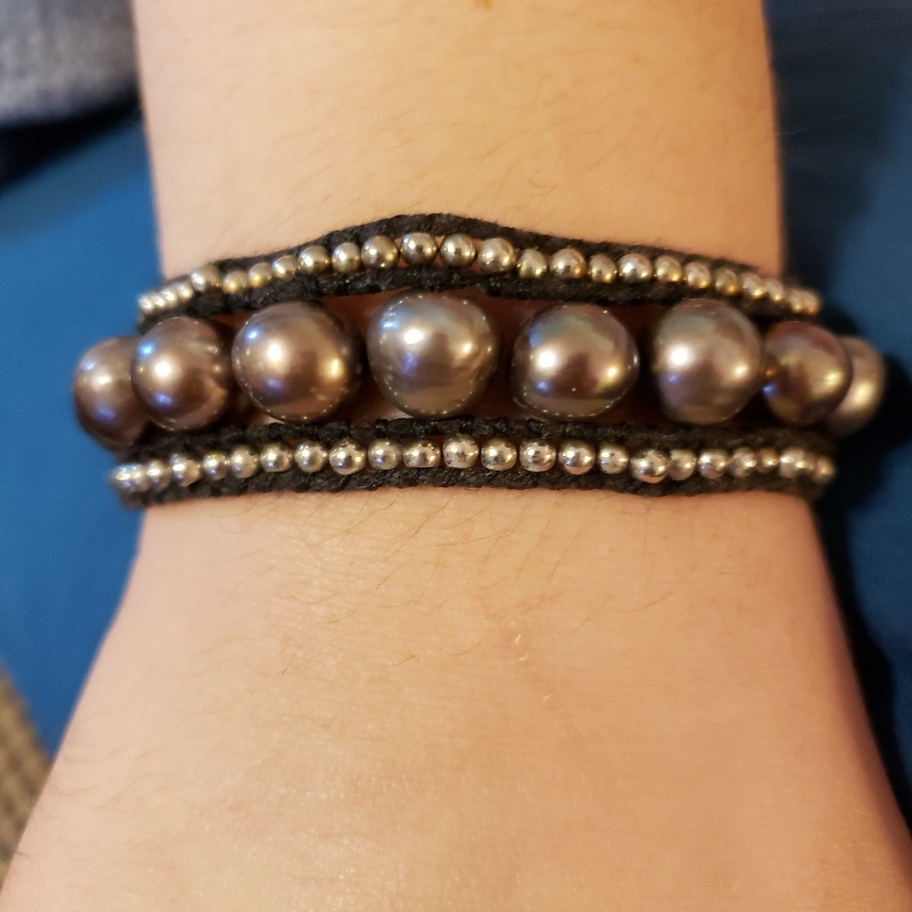 Hibiscus Imports Real 925 Silver & Leather Bracelet